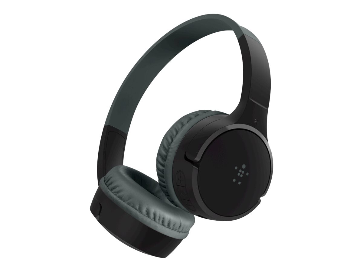 Belkin Wireless On-Ear Headphones for Kids with Mic - On-Ear Earphones for iPhone, iPad, Fire Tablet & More - Black