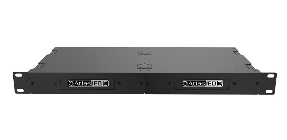 AtlasIED Dual PoE+ IP-to-Analog Gateways with Integrated Amplifier and Rack