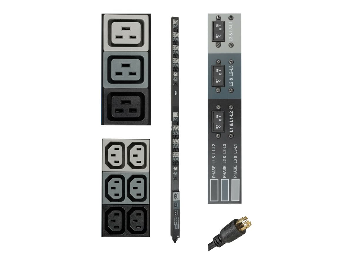 Tripp Lite PDU 3-Phase Basic 208/120V 8.6kW 36 C13 6 C19 6 5-15/20R 70in 0U