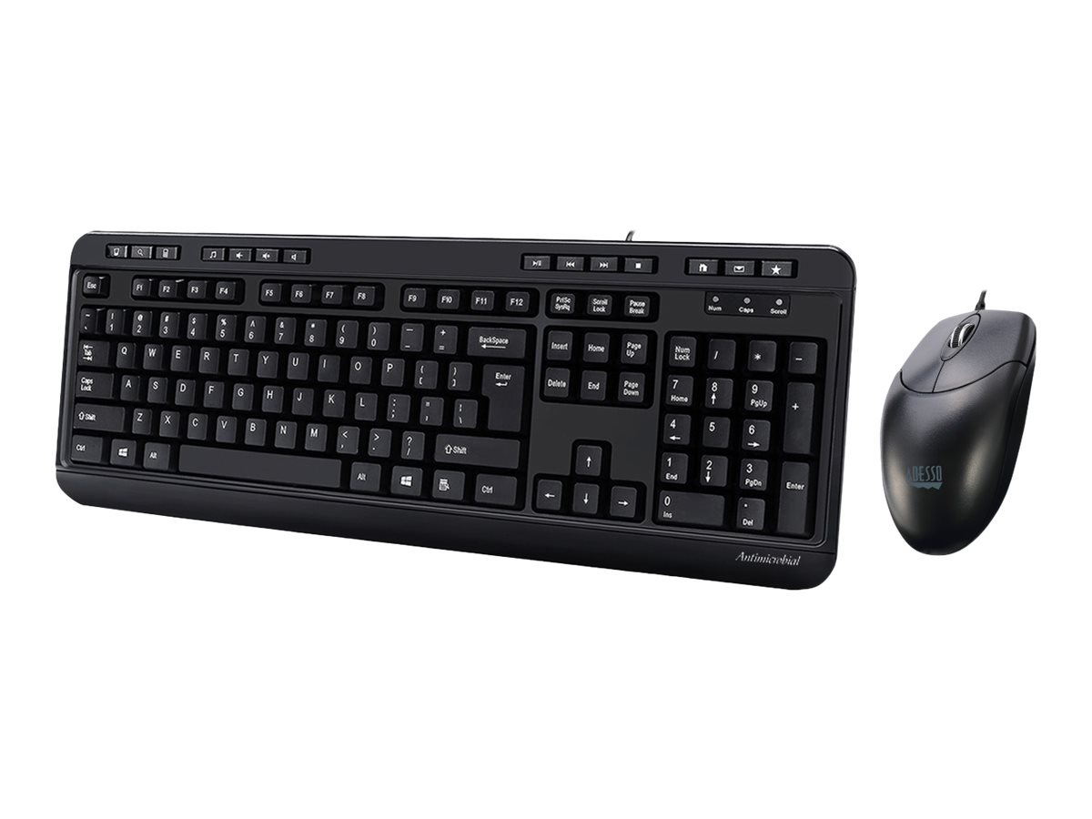 Adesso Antimicrobial Multimedia Desktop Keyboard and Mouse