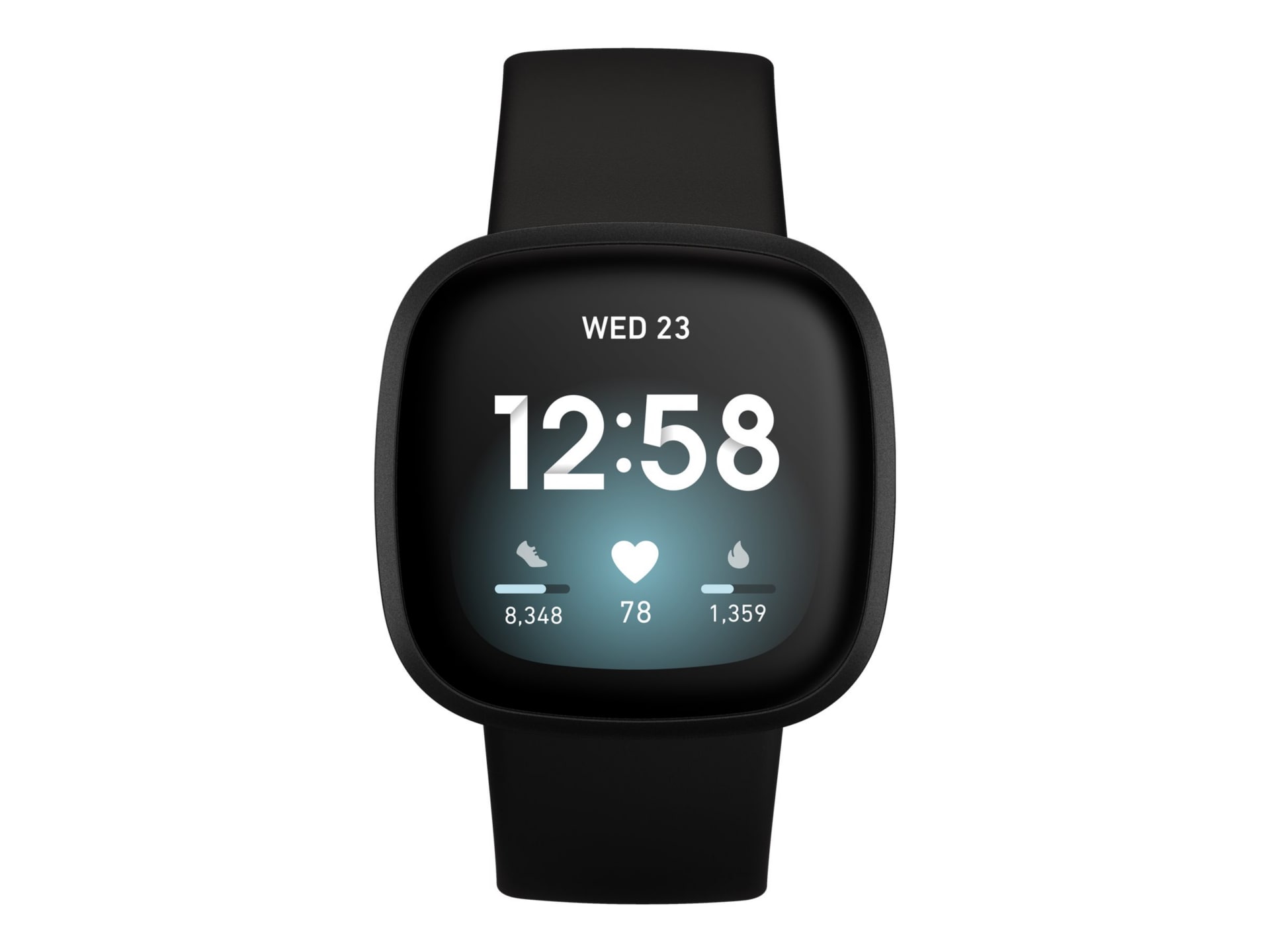 Fitbit Versa 3 - black aluminum - smart watch with band - black