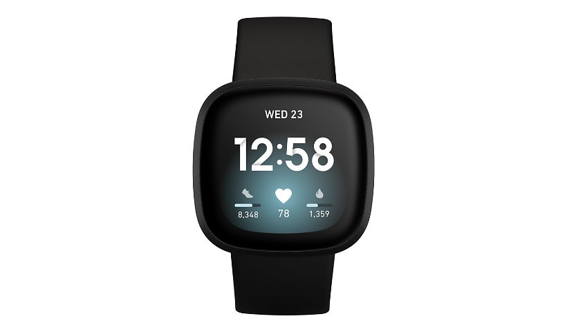 Fitbit Versa 3 - black aluminum - smart watch with band - black