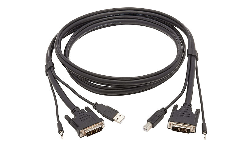 Tripp Lite DVI KVM Cable Kit, 3 in 1 - DVI, USB, 3.5 mm Audio (3xM/3xM), 1080p, 6 ft., Black - video / USB / audio cable