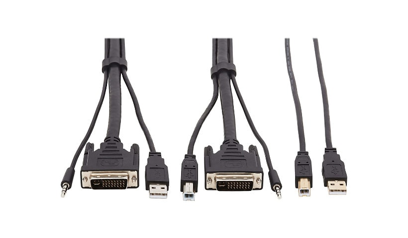 Tripp Lite DVI KVM Cable Kit - DVI, USB, 3,5 mm Audio (3xM/3xM) + USB (M/M), 1080p, 6 ft., Black - video / USB / audio