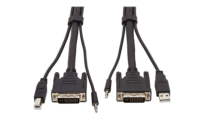 Tripp Lite DVI KVM Cable Kit, 3 in 1 - DVI, USB, 3.5 mm Audio (3xM/3xM), 1080p, 10 ft., Black - video / USB / audio