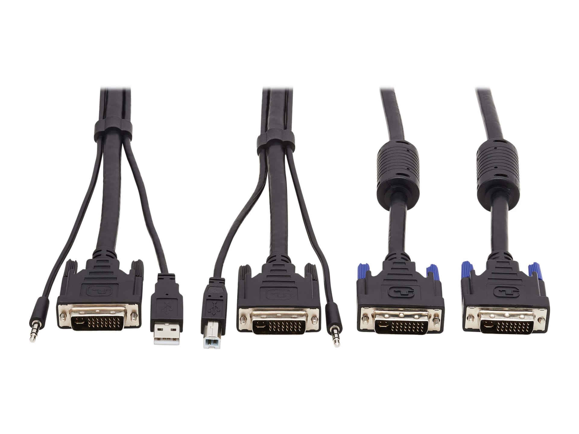 Tripp Lite Dual DVI KVM Cable Kit - DVI, USB, 3.5 mm Audio (3xM/3xM) + DVI