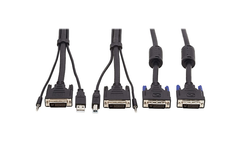 Tripp Lite Dual DVI KVM Cable Kit - DVI, USB, 3.5 mm Audio (3xM/3xM) + DVI (M/M), 1080p, 10 ft., Black - video / USB /