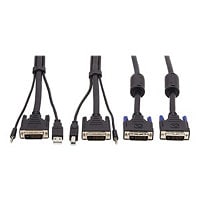 Tripp Lite Dual DVI KVM Cable Kit - DVI, USB, 3,5 mm Audio (3xM/3xM) + DVI (M/M), 1080p, 10 ft., Black - video / USB /
