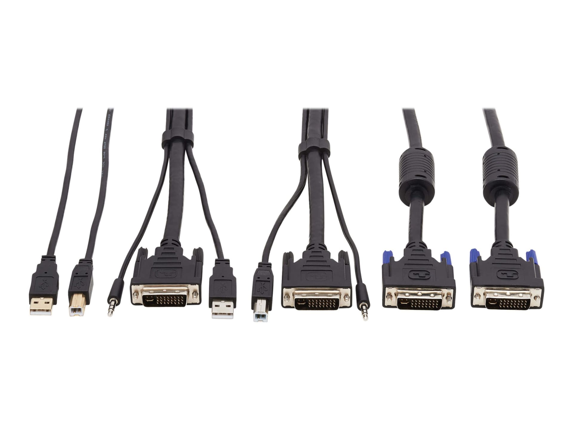 Tripp Lite DVI KVM Cable Kit - DVI, USB, 3.5 mm Audio (3xM/3xM) + USB (M/M) + DVI (M/M), 1080p, 10 ft., Black - video /