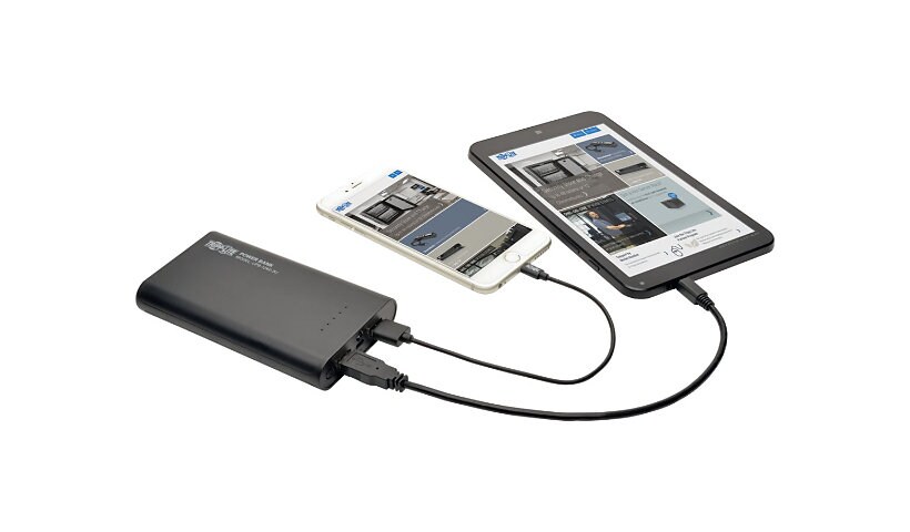 Tripp Lite Portable 2-Port USB Battery Charger Mobile Power Bank 12k mAh