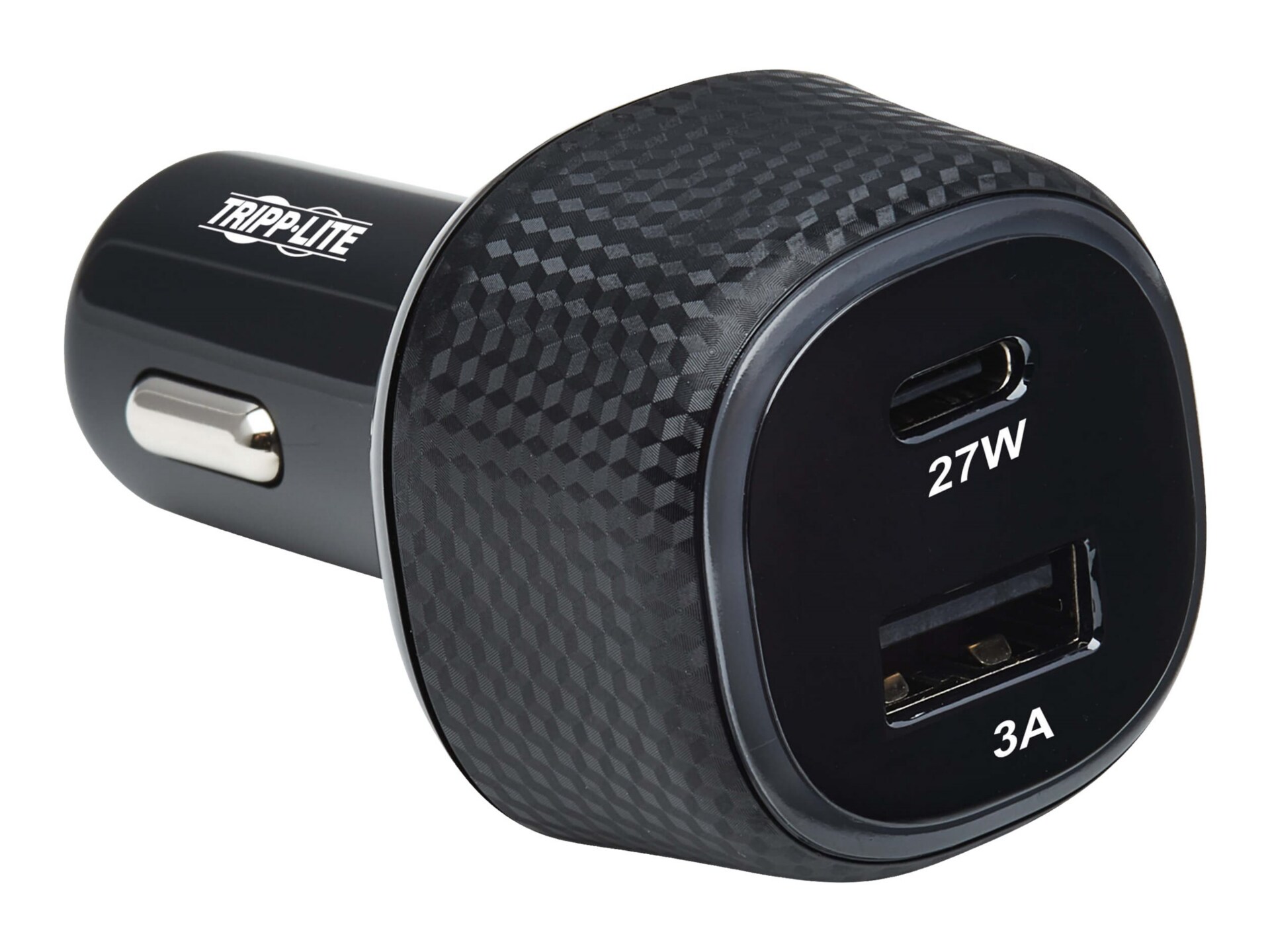 Tripp Lite USB Car Charger Dual-Port with 45W Charging - USB-C (27W) QC4+, USB-A (18W) QC 3,0, Black car power adapter -