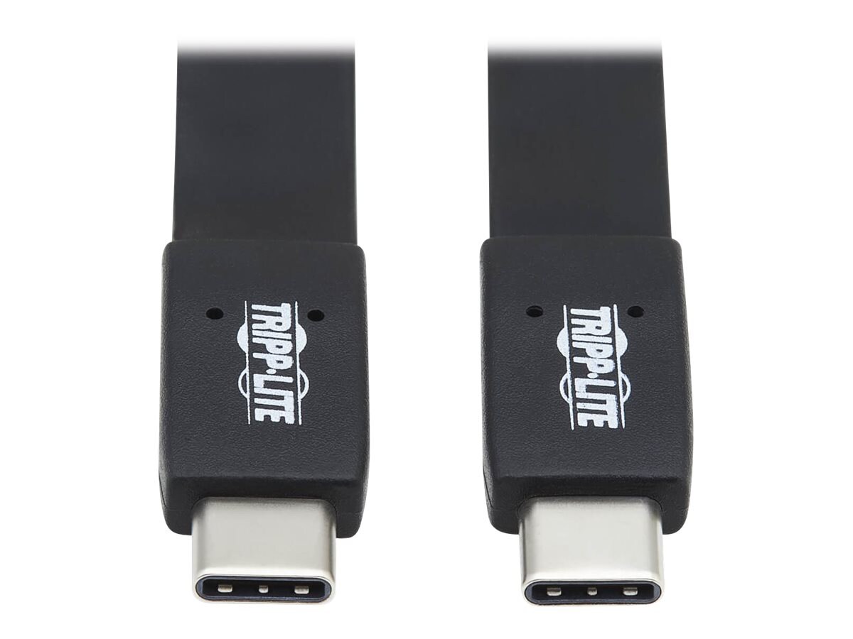 Tripp Lite USB C Cable Flat USB 3.1 Gen 2 10Gbps M/M Thunderbolt 3 Black 3f