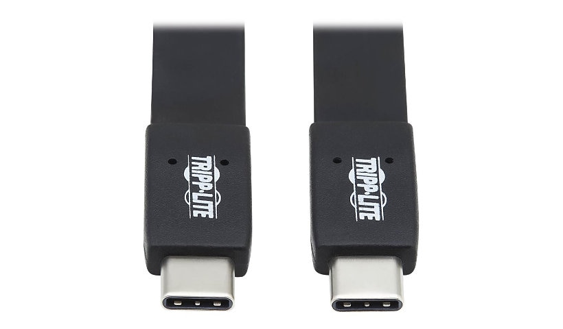 Tripp Lite USB C Cable Flat USB 3.1 Gen 2 10Gbps M/M Thunderbolt 3 Black 3ft - USB-C cable - 24 pin USB-C to 24 pin