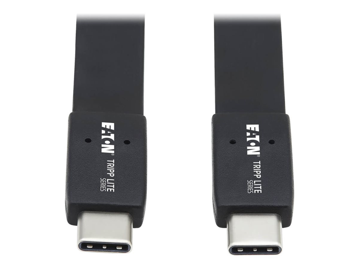 Tripp Lite USB C Cable Flat USB 3.1 10 Gbps M/M Thunderbolt 3 Black 16in