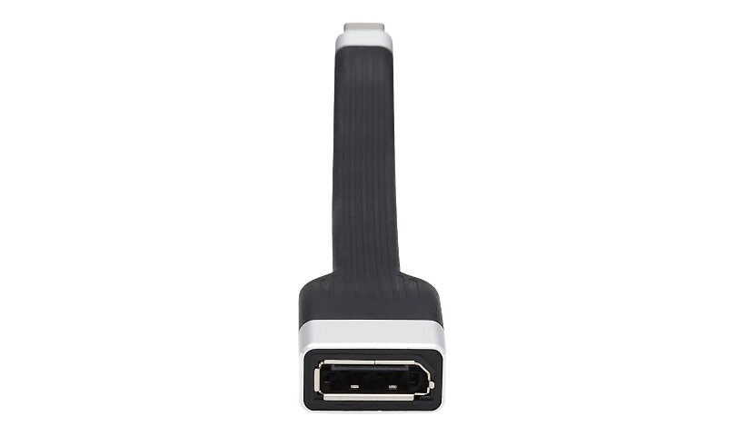 Eaton Tripp Lite Series USB-C to DisplayPort Flat Adapter Cable (M/F), 4K 60 Hz, Thunderbolt 3 Compatible, Black, 5 in.