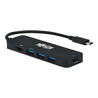 Tripp Lite USB C Multiport Adapter, 4K @ 60 Hz HDMI, 3 USB-A Hub Ports, 100W PD Charging, HDR, HDCP 2.2 - docking