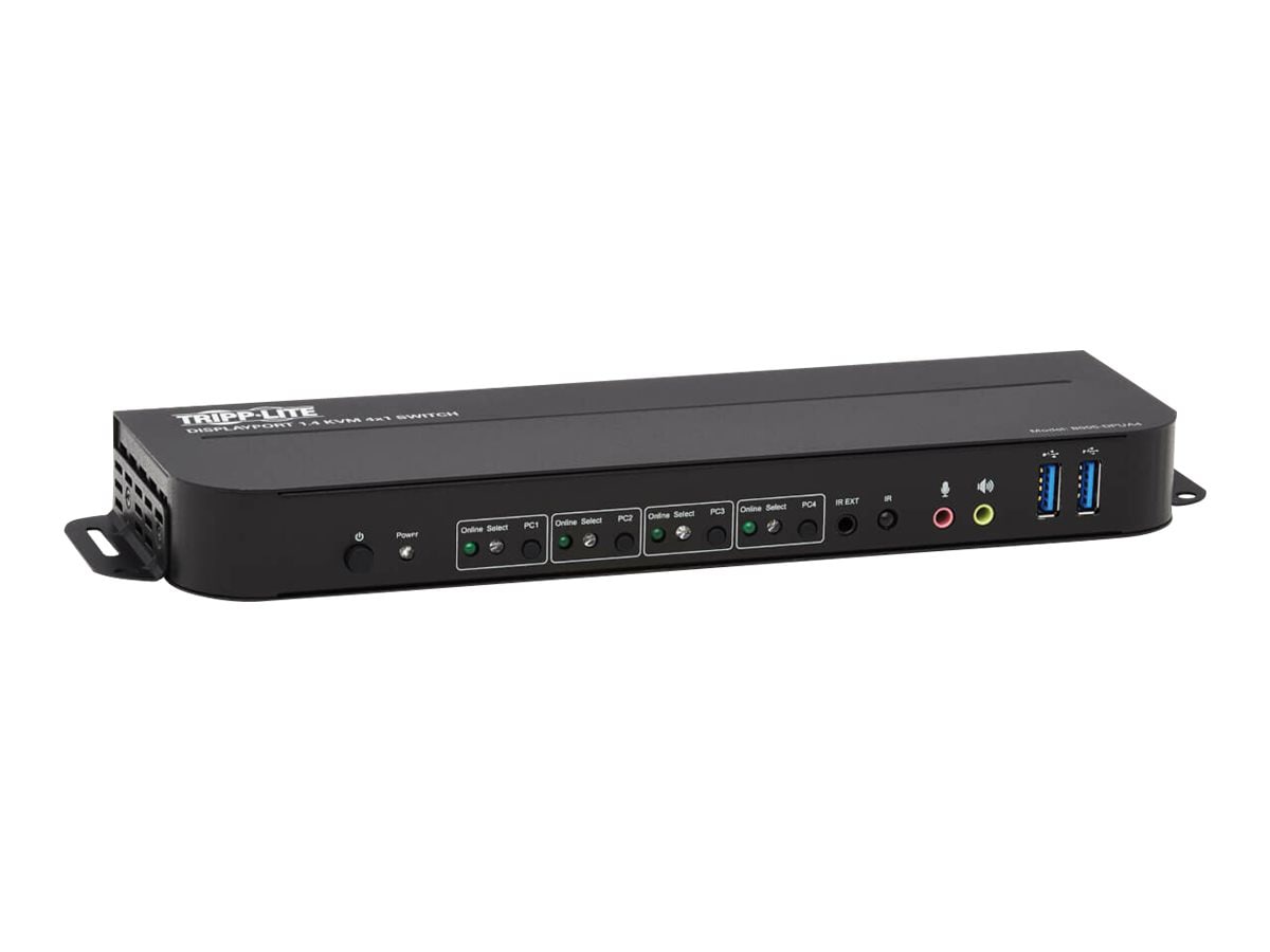 Eaton Tripp Lite series 4-Port DisplayPort KVM with Dual Console Ports (DP and HDMI), 4K 60Hz 4:4:4, DP1.4 with IR