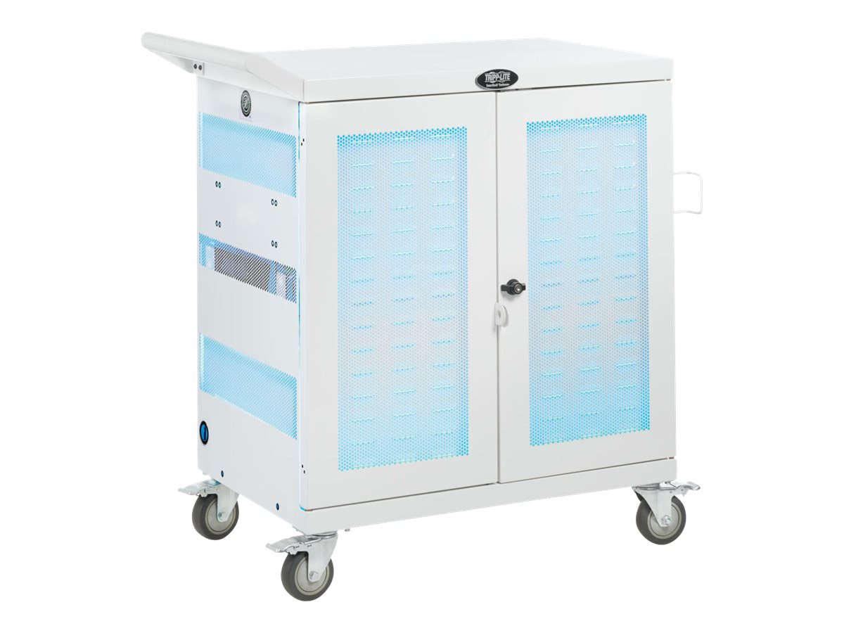 Tripp Lite Safe-IT UV Sanitizing Charging Cart 32-Port USB Antimicrobial for iPad and Android Tablet White - cart - for