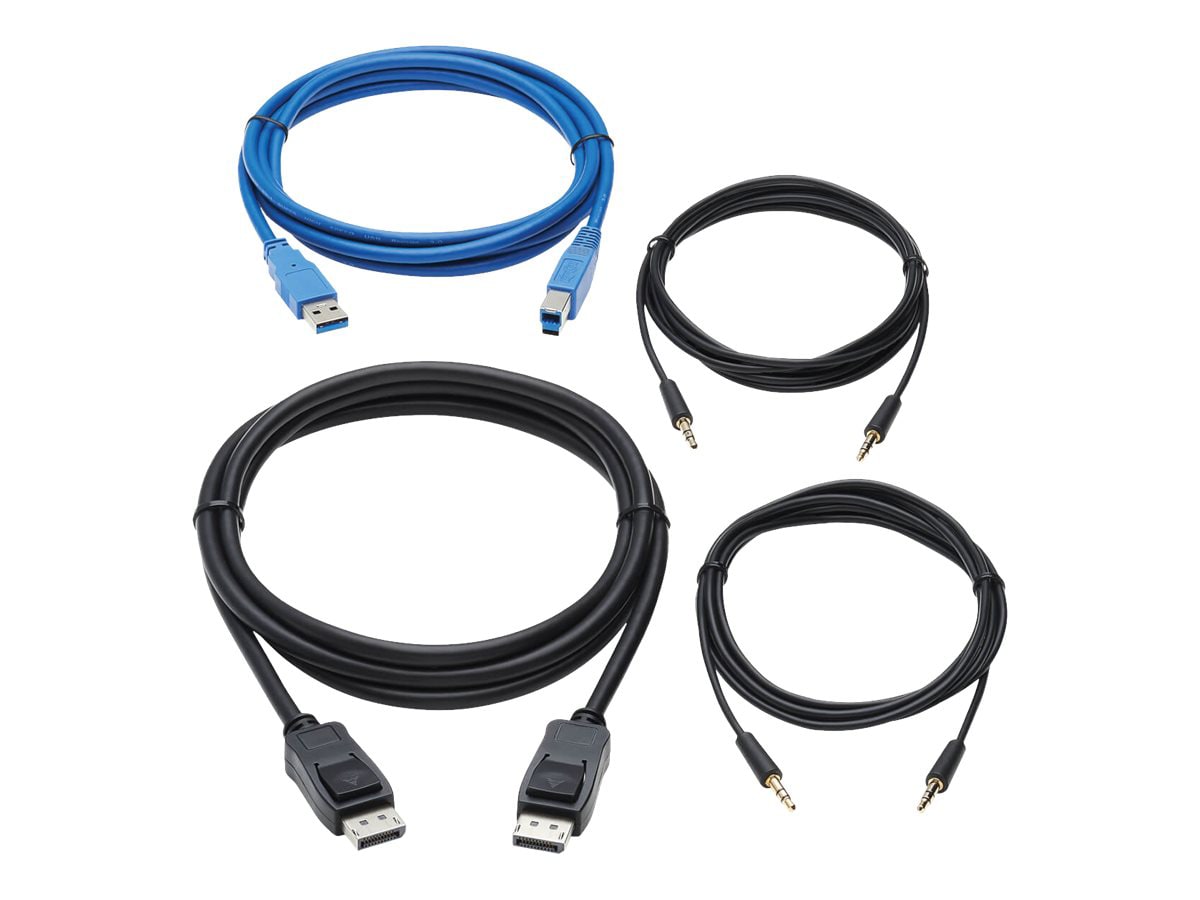 Tripp Lite DisplayPort KVM Cable Kit for Tripp Lite B005-DPUA2-K and B005-DPUA4 KVM, 4K DP, USB 3.1, 3.5 mm, 6 ft. -