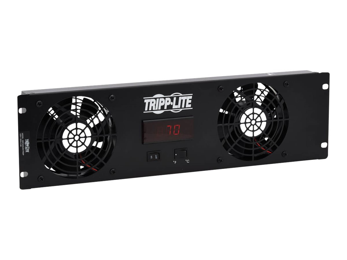 Tripp Lite Blanking Panel for 19 in. Racks - 3U, 2 12VDC Extra-Quiet Fans, Digital Temperature Sensor, LCD - fan tray