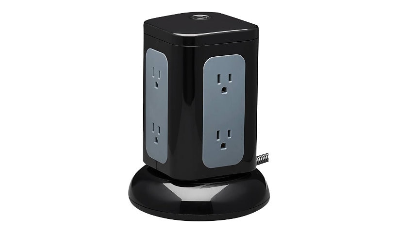 Tripp Lite Surge Protector Tower 6-Outlet 3x USB-A 1x USB C 8ft Cord Black