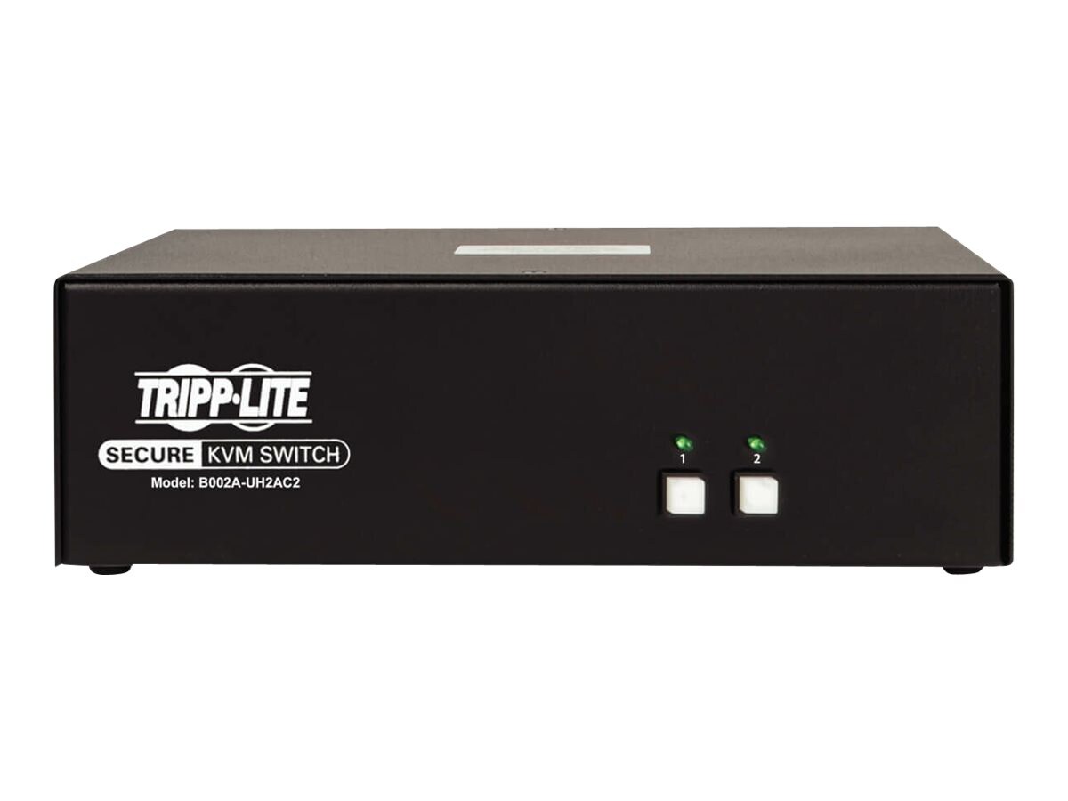 Tripp Lite Secure KVM Switch 2-Port Dual-Monitor HDMI 4K NIAP CAC PP3.0 TAA
