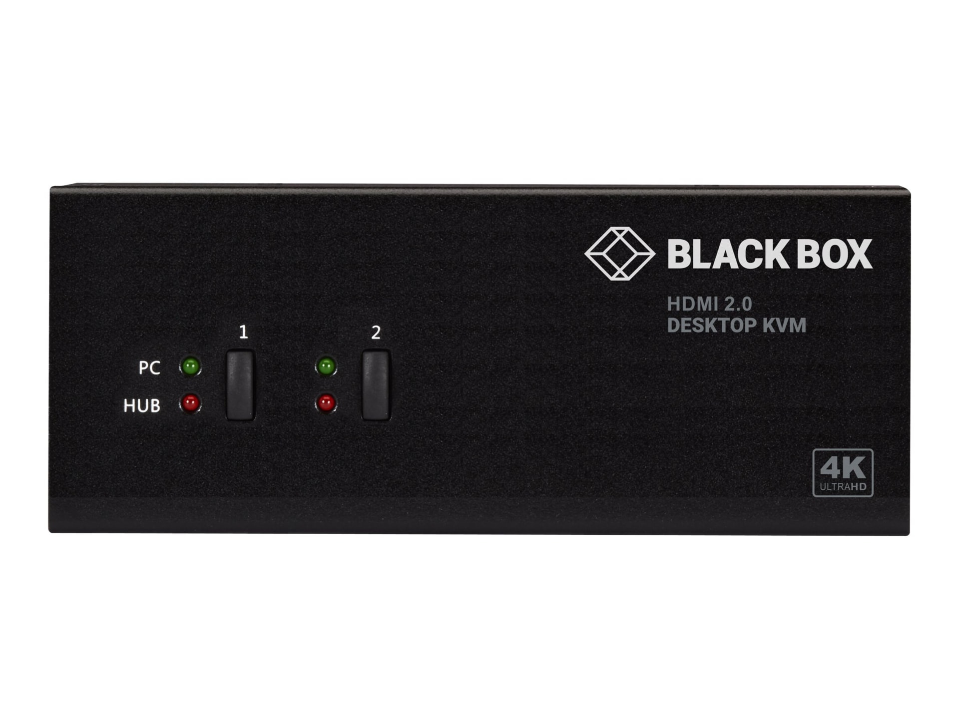 Black Box KVM Switch - 2-Port, Dual-Monitor, HDMI, 4K 60Hz, USB 3 Hub,Audio