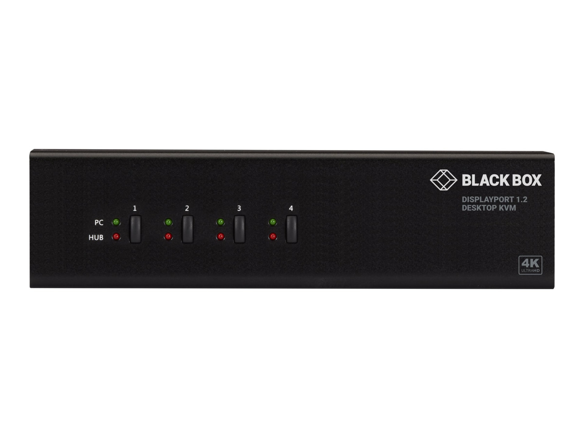 Black Box KVM Switch - 4-Port, Dual-Monitor, DP, 4K 60Hz, USB 3.0 Hub,Audio