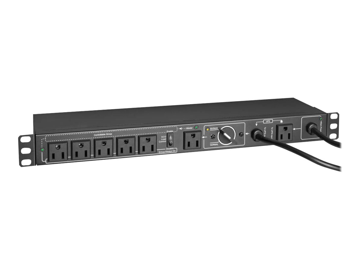 Tripp Lite PDU Hot-Swap with Manual Bypass 120V 15A Single-Phase - 6 NEMA 5-15R Outlets, 2 5-15P Inputs, 1U Rack/Wall -