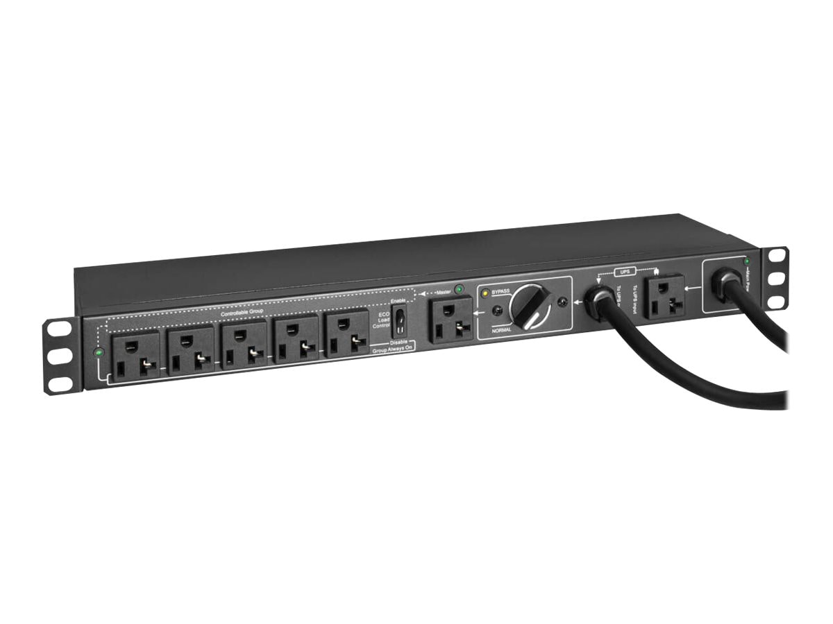 Tripp Lite PDU Hot-Swap 120V 20A Single-Phase with Manual Bypass - 6 NEMA 5-20R Outlets, 2 5-20P Inputs, 1U Rack/Wall -