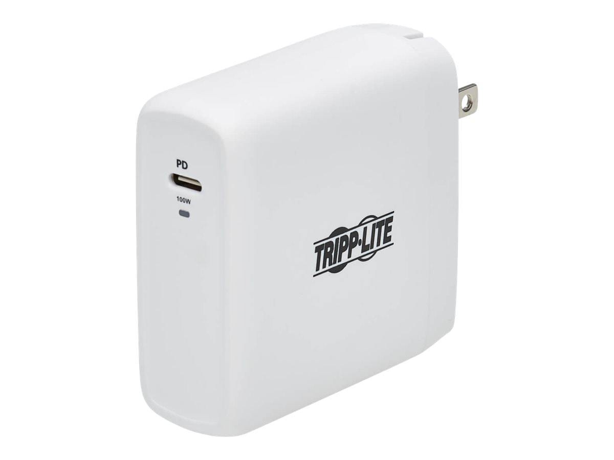 Tripp Lite USB C Wall Charger Compact 1-Port - GaN Technology, 100W PD3.0 Charging, White; power adapter - 24 pin USB-C