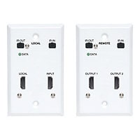 Tripp Lite HDMI over Cat6 Extender Kit, Wallplate Transmitter and Receiver, 4K 60Hz, 4:4:4, Dual Output, IR, PoC, HDR,