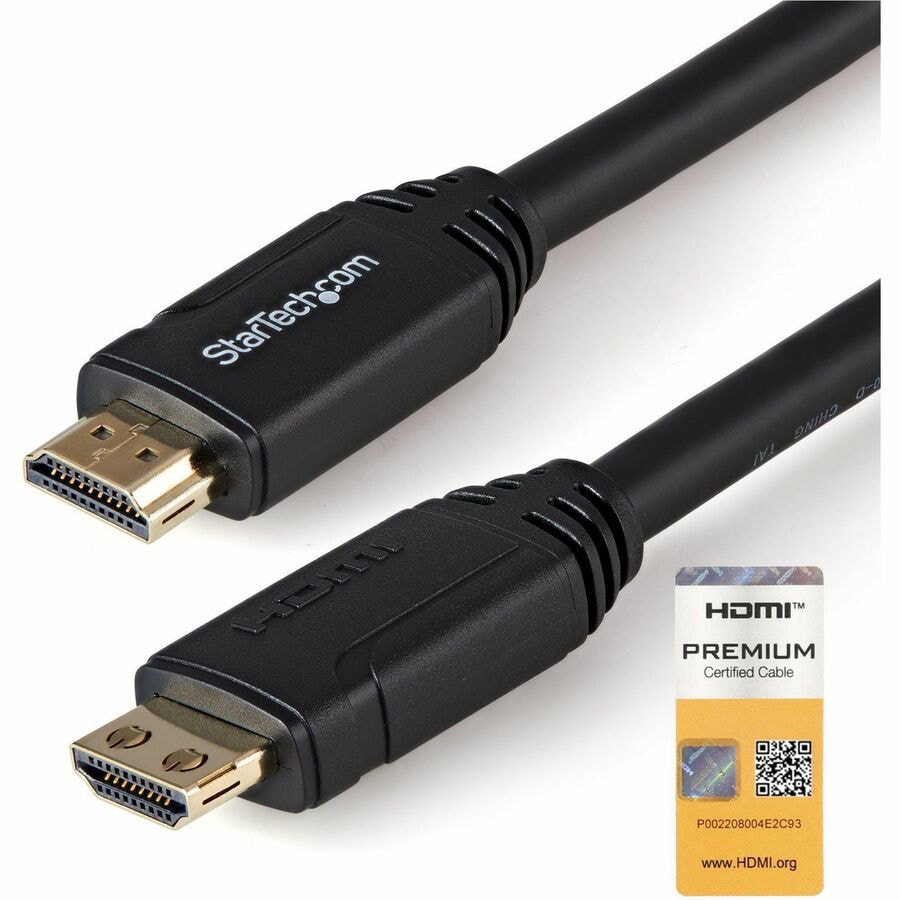 StarTech.com 9.8ft (3m) HDMI 2.0 Cable, 4K 60Hz Premium Certified High Speed HDMI Cable w/Ethernet, Gripping Connectors