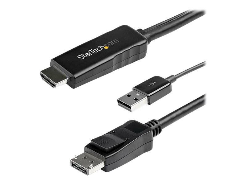 StarTech.com 2m (6ft) HDMI to DisplayPort Cable 4K 30Hz - Active HDMI 1,4 to DP 1,2 Adapter Cable with Audio - USB