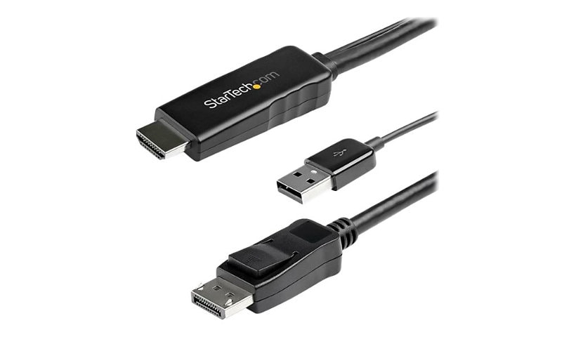 StarTech.com 2m (6ft) HDMI to DisplayPort Cable 4K 30Hz - Active HDMI 1,4 to DP 1,2 Adapter Cable with Audio - USB