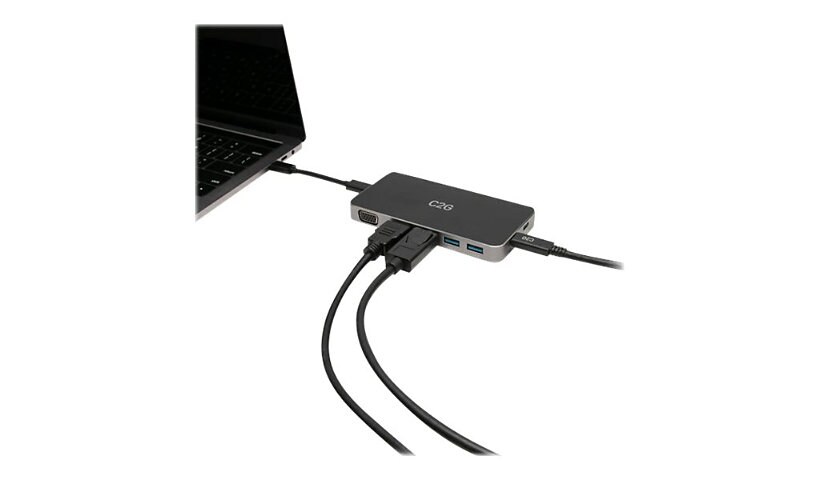 C2G Dual Monitor Docking Station Kit - USB C to 4K HDMI, DisplayPort &amp; VGA - docking station - USB-C / Thunderbolt 3