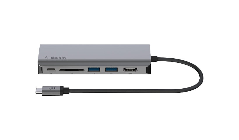 Belkin USB-C 6-in-1 Multiport Adapter, Laptop Docking Station, 4k HDMI, 100W Power Delivery