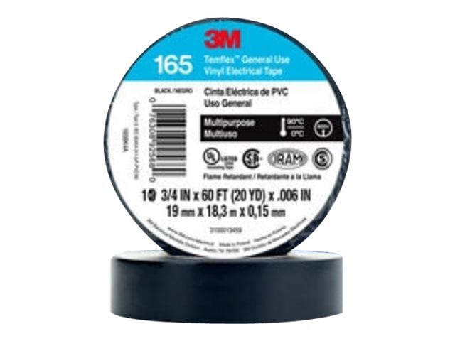 3M Temflex 3/4"x60' Vinyl Electrical Tape 165 - Black