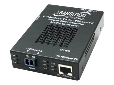Transition Networks 10/100Base-TX PoE PSE to 100Base-FX Fast Ethernet PoE Media Converter