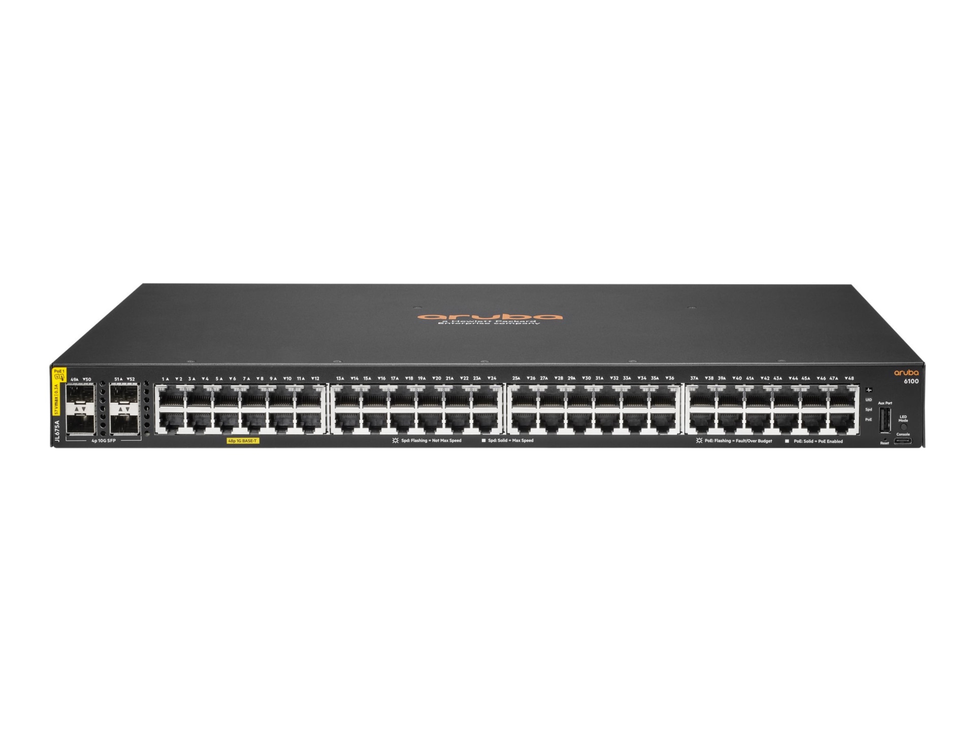 HPE Aruba 6100 48G Class4 PoE 4SFP+ 370W Switch - switch - 52 ports - manag