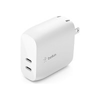 Belkin 40W Portable Dual-Port USB-C Wall Charger - 2xUSB-C (20W) - Fast Charging - Power Adapter - White