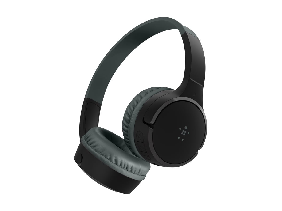 Belkin Wireless Bluetooth Headphones for Kids with Built-in Microphone - On-Ear Headphones - Black