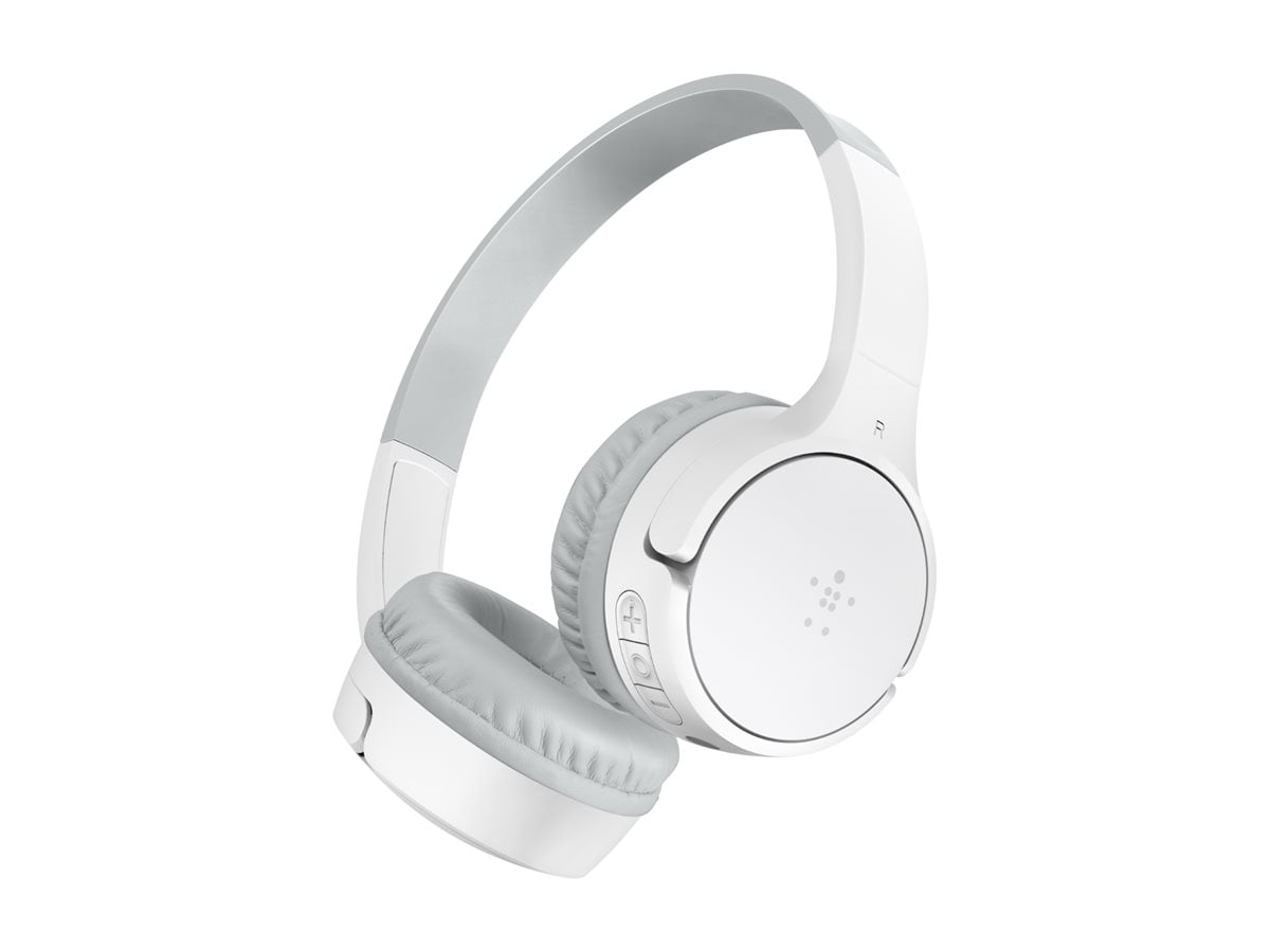 Belkin Wireless Bluetooth Headphones for Kids with Built-in Microphone - On-Ear Headphones - White