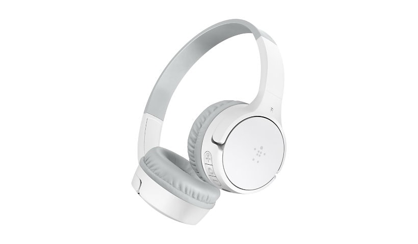 Belkin Wireless Bluetooth Headphones for Kids with Built-in Microphone - On-Ear Headphones - White