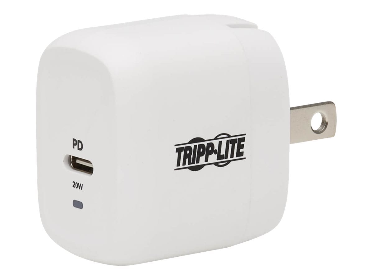 Tripp Lite USB C Wall Charger Compact 1-Port - GaN Technology, 20W PD3.0 Charging, White; power adapter - 24 pin USB-C -