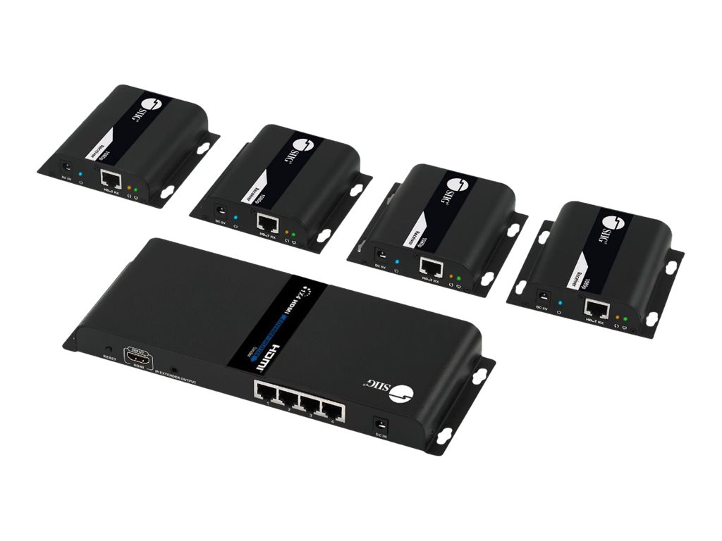 Thumbnail 3 of 7 for SIIG 1x4 1080p HDMI Splitter HDbitT over IP Extender Kit - transmitter + 4 receivers - video/audio/infrared extender -