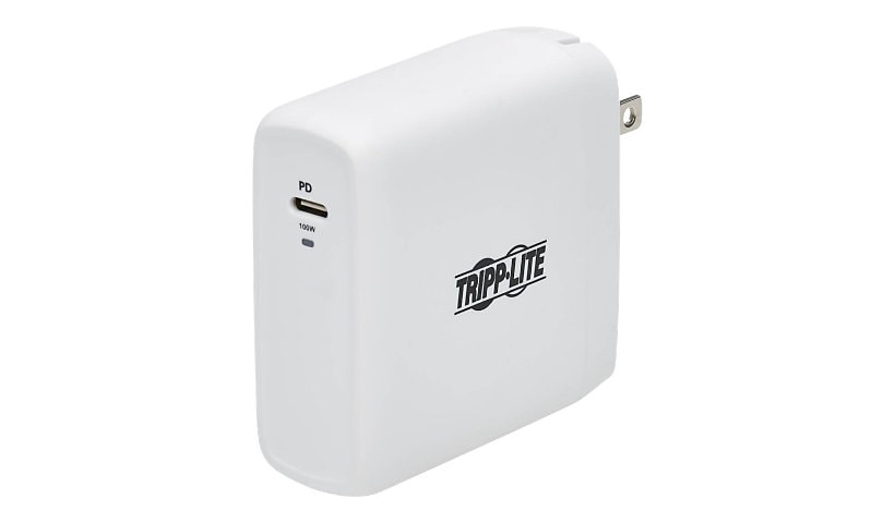 Tripp Lite USB C Wall Charger Compact 1-Port - GaN Technology, 100W PD3.0 Charging, White; power adapter - 24 pin USB-C