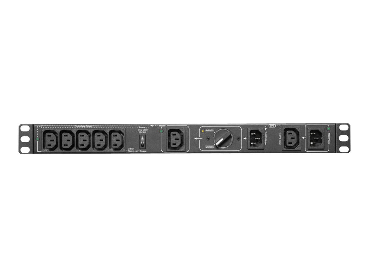 Tripp Lite PDU Hot-Swap 200-240V 10A Single-Phase with Manual Bypass - 6 C13 Outlets, 2 C14 Inlets, 1U Rack/Wall; -