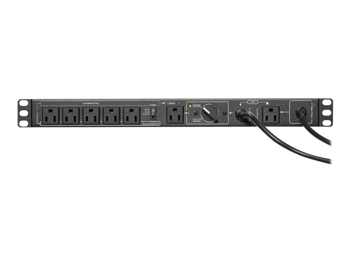Tripp Lite PDU Hot-Swap with Manual Bypass 120V 15A Single-Phase - 6 NEMA 5-15R Outlets, 2 5-15P Inputs, 1U Rack/Wall -