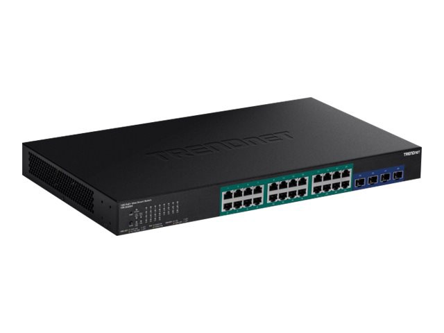 TRENDnet 28-Port Gigabit Web Smart PoE+ Switch with 24 Gigabit PoE+ Ports;